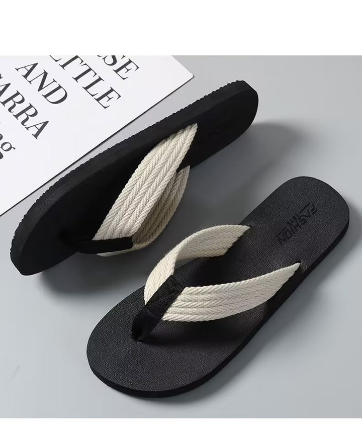 Heren Pantoffels | Geweven Antislip Zool | Bruin met Zwarte Accenten | Comfortabel EVA voor Binnen & Buiten