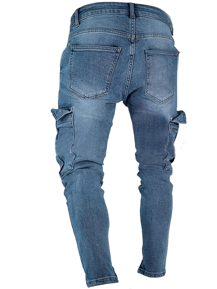 Heren Cargo Jeans | Slim Fit Hip-Hop Stijl | Meerdere Zakken & Ruwe Wassing | Stretch Denim