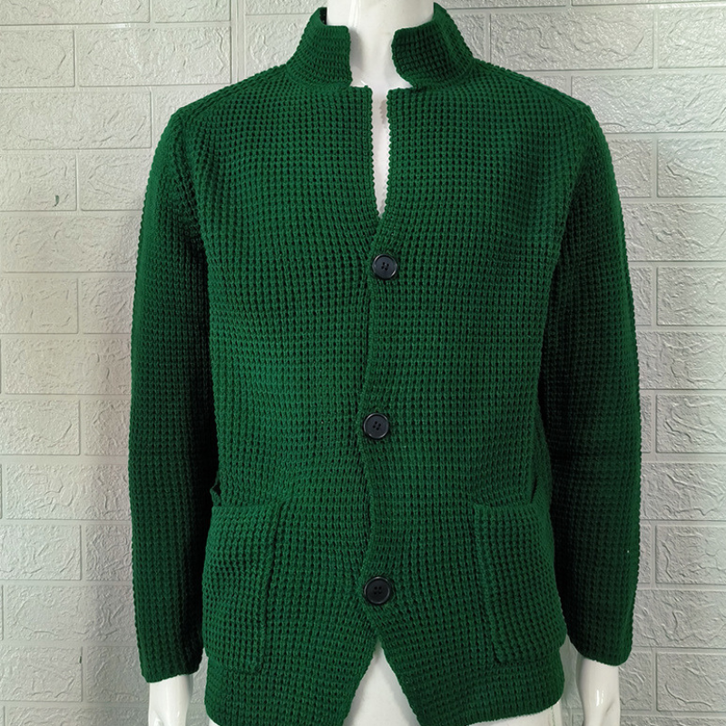 Elegante heren trui met knoopsluiting en opvallende hoge kraag voor een verheven stijl | Ties