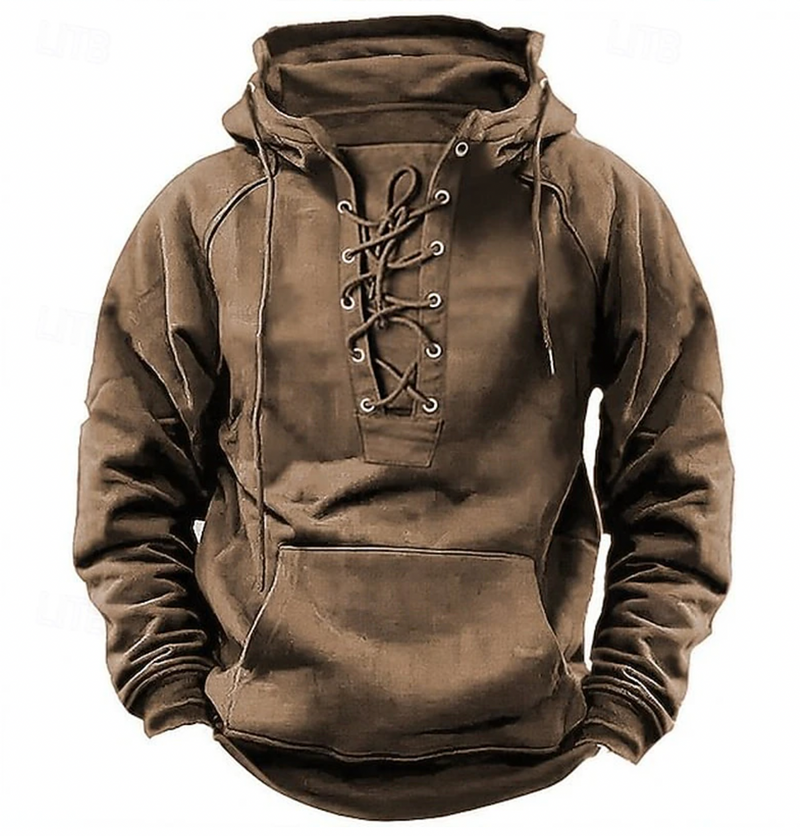 Hoodie Heren | Lace-Up Hals | Casual Tactical Style | Comfort
