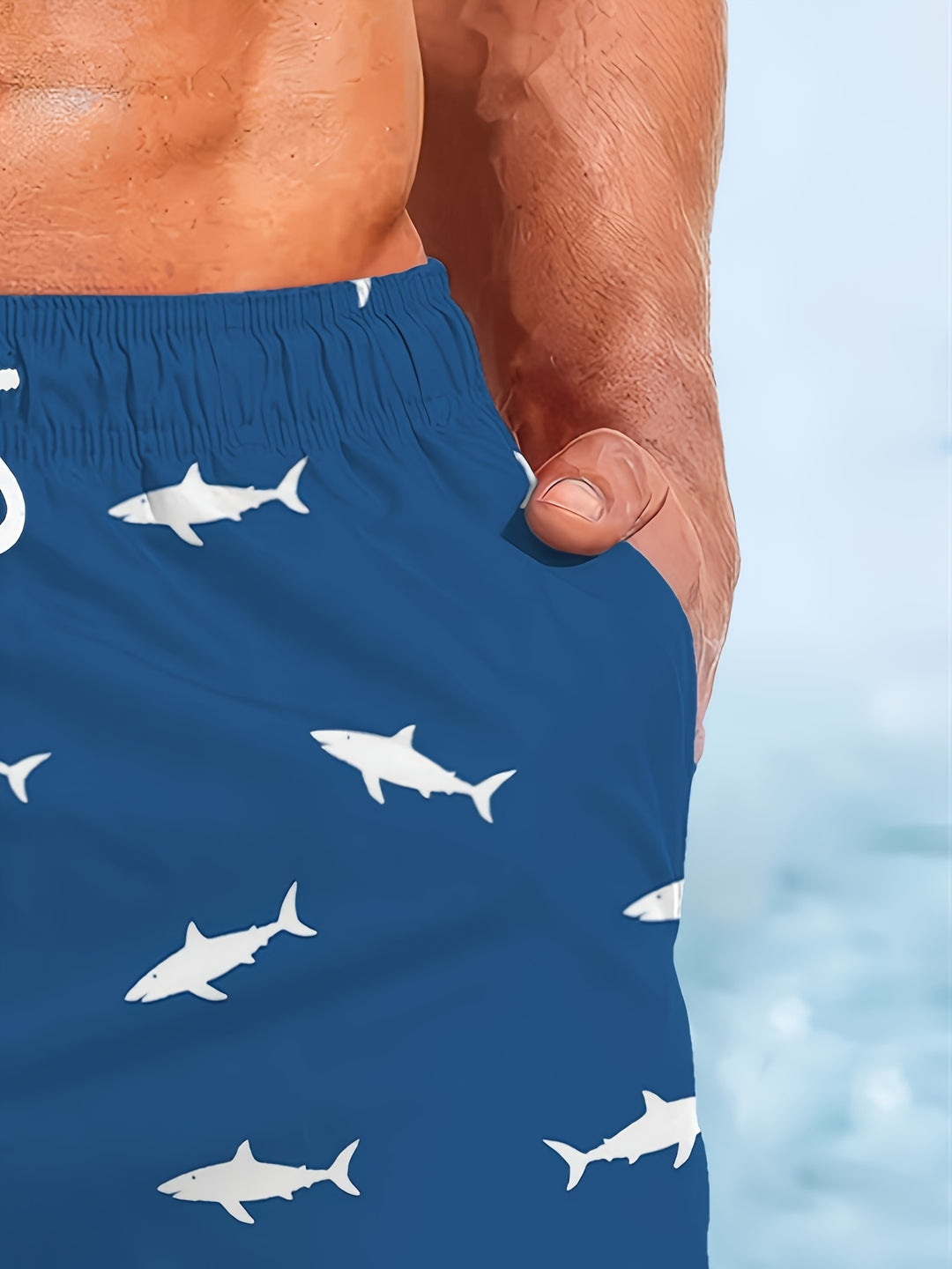 Heren Zwemshort | 3D Haaienprint | Sneldrogend & Trekkoord | Voor Strand & Zwemmen