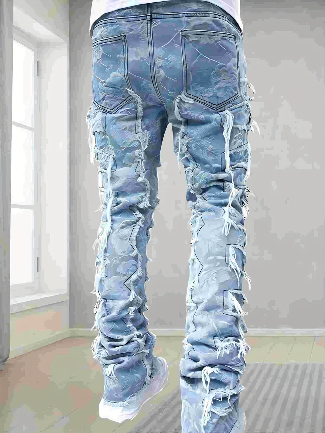 Heren Jeans | Effen Kleur & Rafelige Details | Skinny Fit met Zakken | Casual