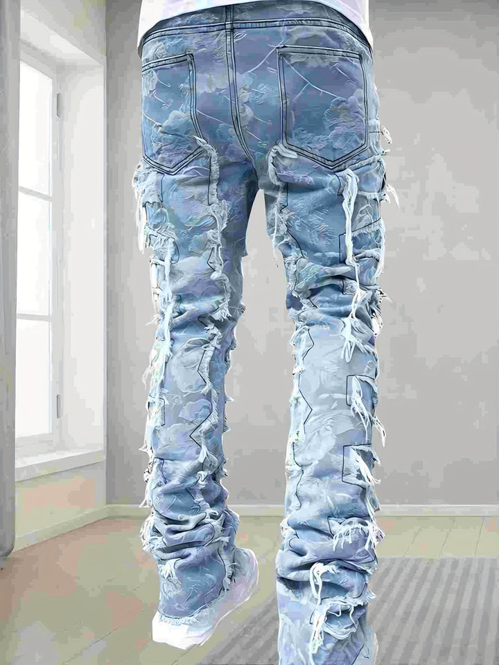 Heren Jeans | Effen Kleur & Rafelige Details | Skinny Fit met Zakken | Casual
