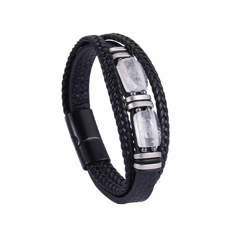 Heren Armband | 2-delig Tijgeroog & Gevlochten Design | Stoer & Stijlvol