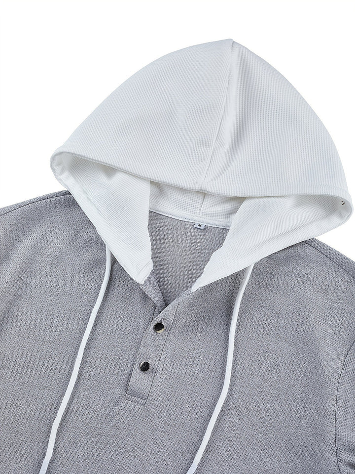 Heren Overhemd | Wafelgebreid & Capuchon | Kleurblok & Geribbeld Detail | Casual & Sportief