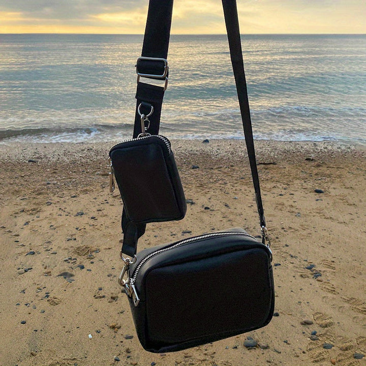 Heren Crossbody Tas | Vierkant Design met Portemonnee | Casual & Verstelbaar | PU Leer – Zwart