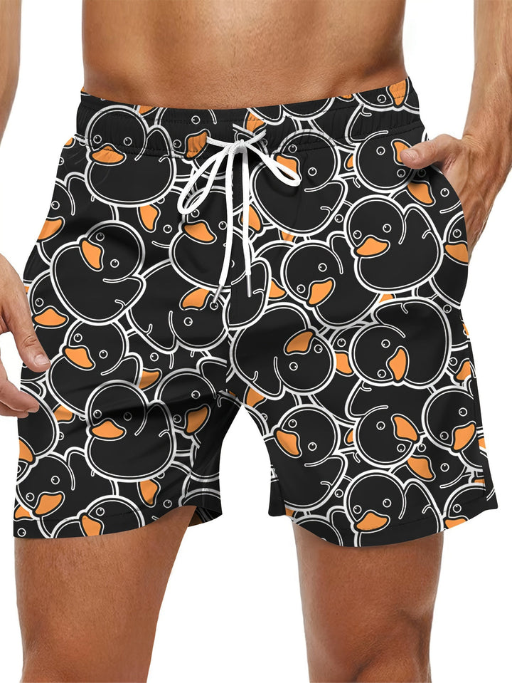 Heren Shorts | Digitale Eenden Cartoon Print | Casual & Creatief | Met Trekkoord en Zakken