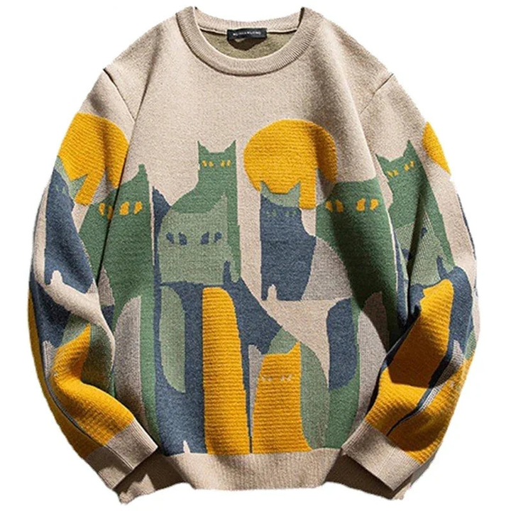 Truien Heren | Oversized | Ronde Hals & Katprint | Casual Kleding
