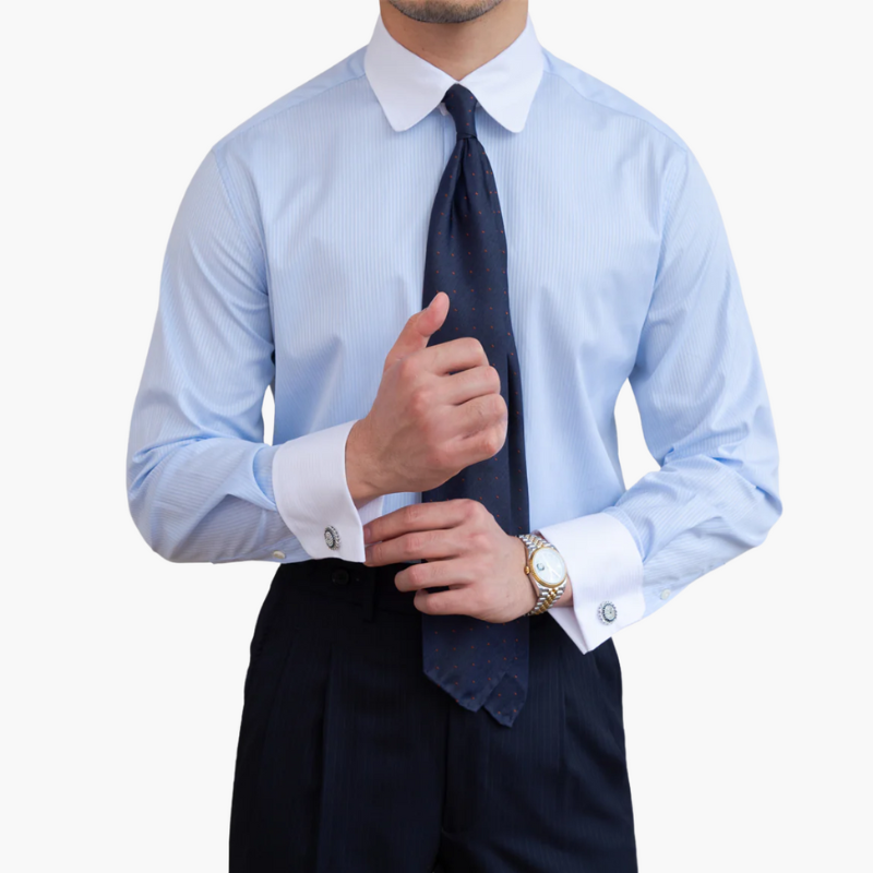 Overhemd Heren | Gestreept Kleding | Contrastkraag & Manchetten