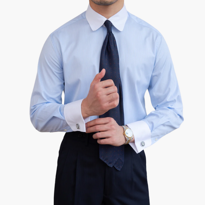 Overhemd Heren | Gestreept Kleding | Contrastkraag & Manchetten