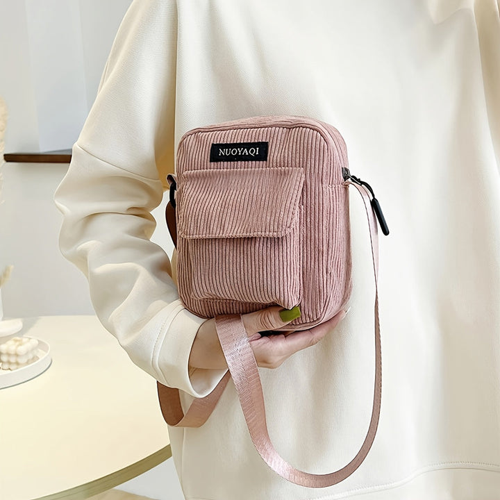 Heren Crossbody Tas | Ribfluweel | Meerdere Vakken & Verstelbare Band