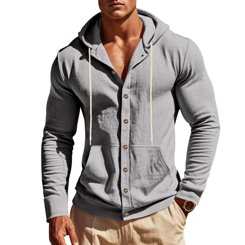 Heren Hoodie | Slimfit | Met Knoopjes | Capuchon