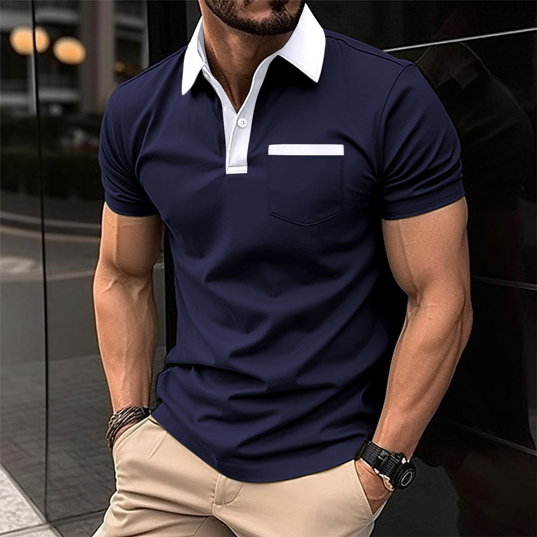 Heren Shirt | Kleurblok Design & Modieuze Kraag | Comfortabel Gebreid