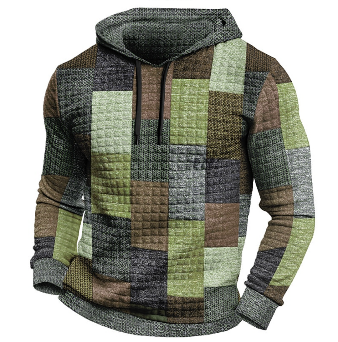 Heren Hoodie | 3D Ruitprint | Streetstyle & Casual | Polyester