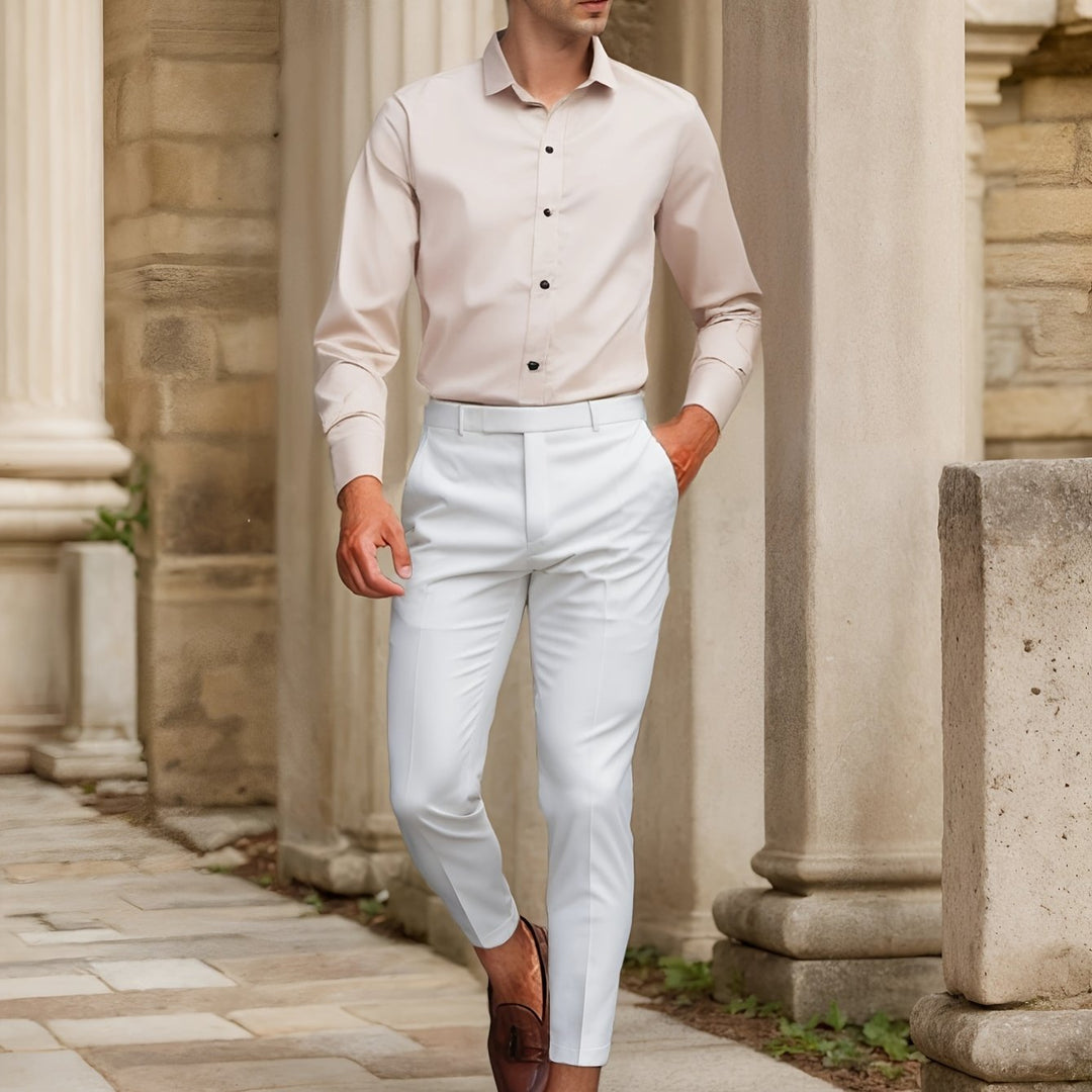 Heren Overhemd | Slim Fit | Effen & Subtiele Glans | Formeel & Casual