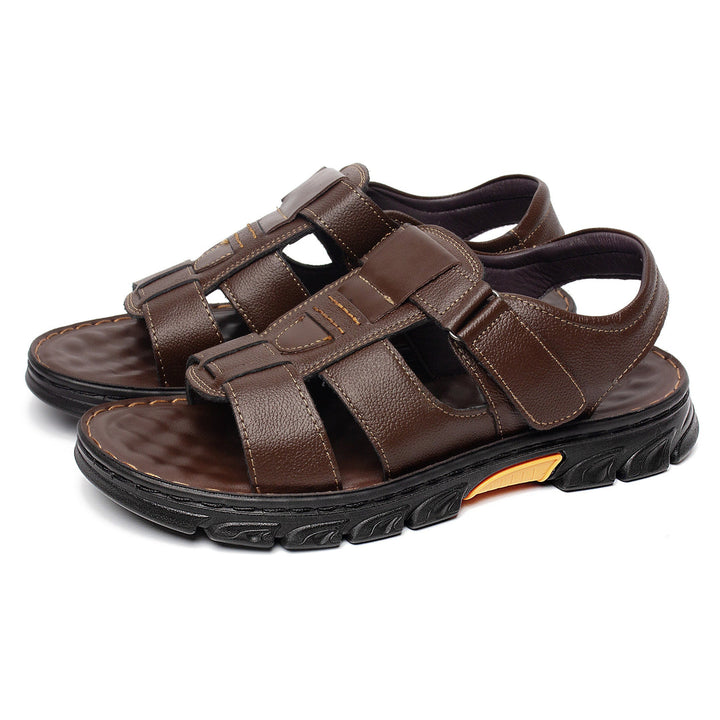 Heren Sandalen | Open Teen & Klittenband | Comfortabel & Antislip | Rundleer & Rubber Zool