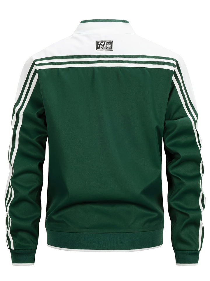 Heren Sportvest | Lichtgewicht & Ademend | Baseballkraag & Gestreepte Mouwen | Groen