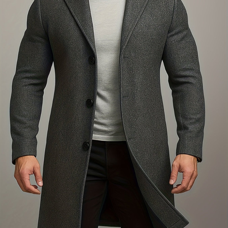 Winterjas Heren | Lange Jas met Knopen | Winddicht & Stijlvol Design
