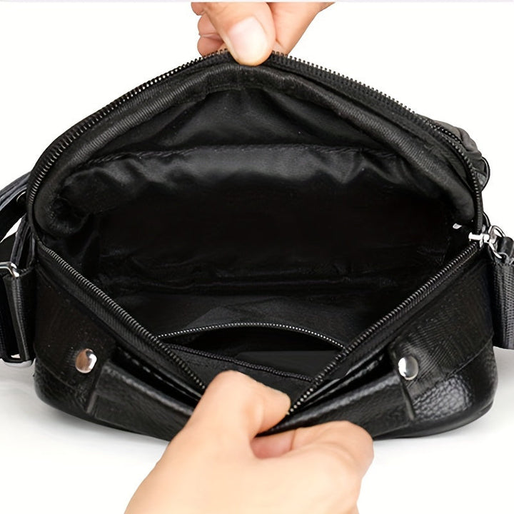Heren Schoudertas | Echt Rundleer | Verstelbare Band & Functioneel Design | Casual Stijl