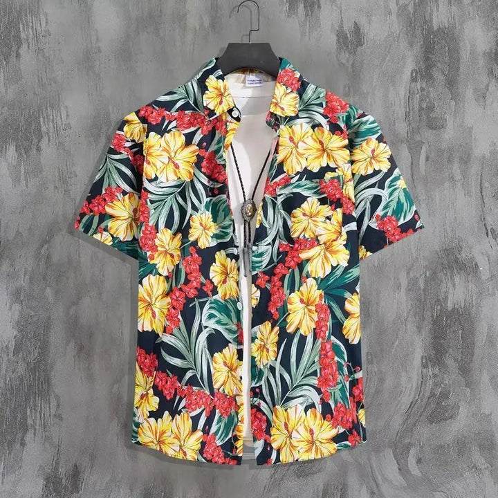 Heren Shirt | Korte Mouw | Tropische Bloemenprint | Zomer