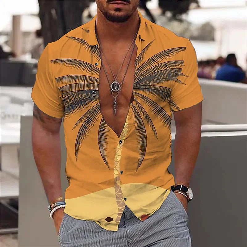 Heren Shirt | Botanische Print | Strandstijl | Zomer