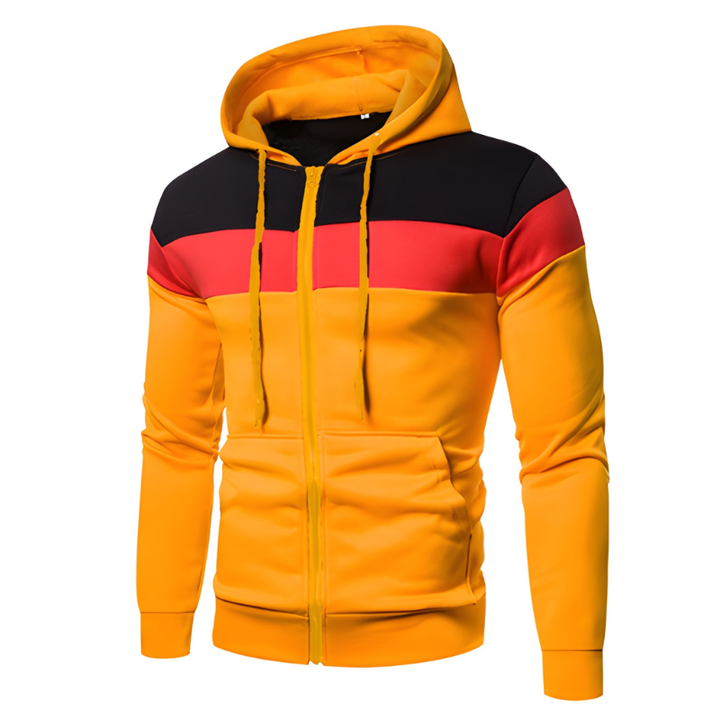 Winterjas Heren | Sportieve Hoodie met Rits | Colorblock Design & Warme Voering