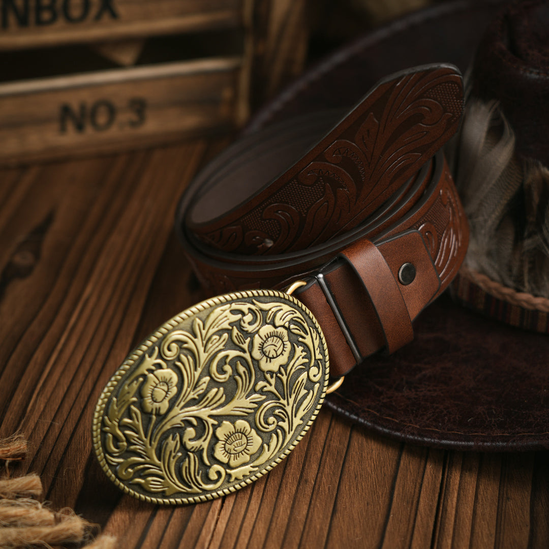 Heren Riem | Western Stijl | Vegan Leder & Duurzame Gesp | Veelzijdig Design