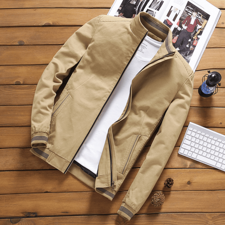 Heren Jas | Slim Fit Katoen | Ritsluiting & Zijzakken | Kort Model