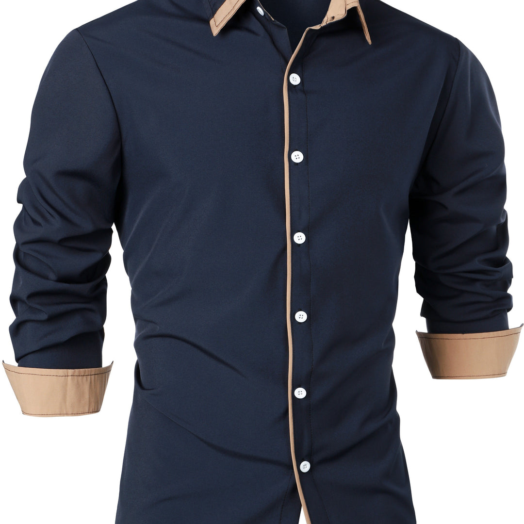 Heren overhemd | Tijdloos & Comfortabel | Contrasterende Knoop | Lange Mouwen | Casual