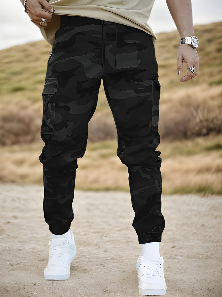 Heren Cargo Broek | Camouflageprint | Trekkoord Taille | Duurzaam Polyester