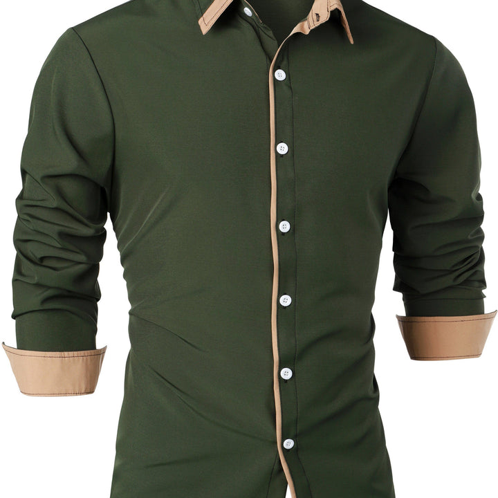 Heren overhemd | Tijdloos & Comfortabel | Contrasterende Knoop | Lange Mouwen | Casual