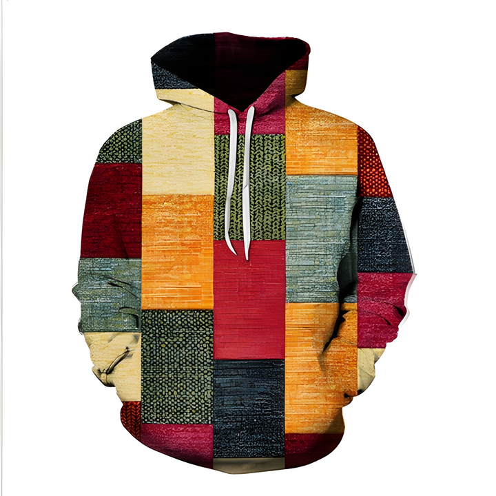 Heren Hoodie | 3D Ruitprint | Streetstyle & Casual | Polyester
