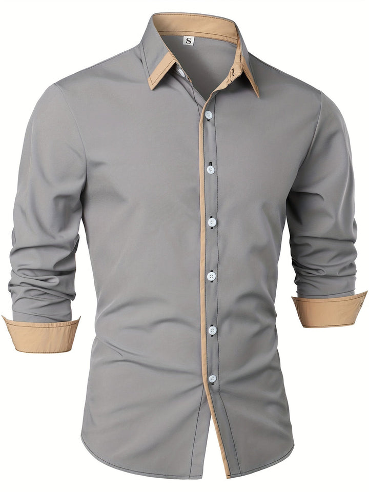 Heren overhemd | Tijdloos & Comfortabel | Contrasterende Knoop | Lange Mouwen | Casual