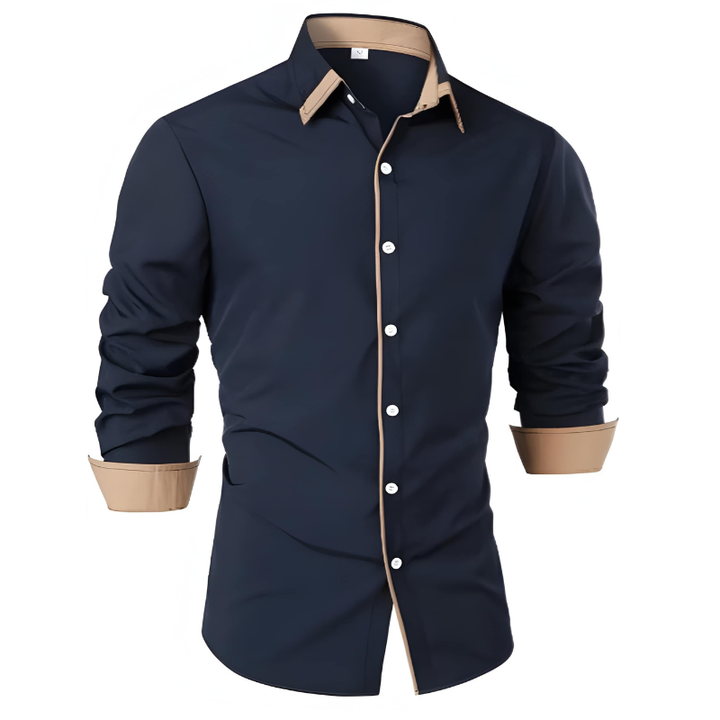 Overhemd Heren | Contrasterende Kraag | Stijlvolle Gelegenheden | Elegant Kleding
