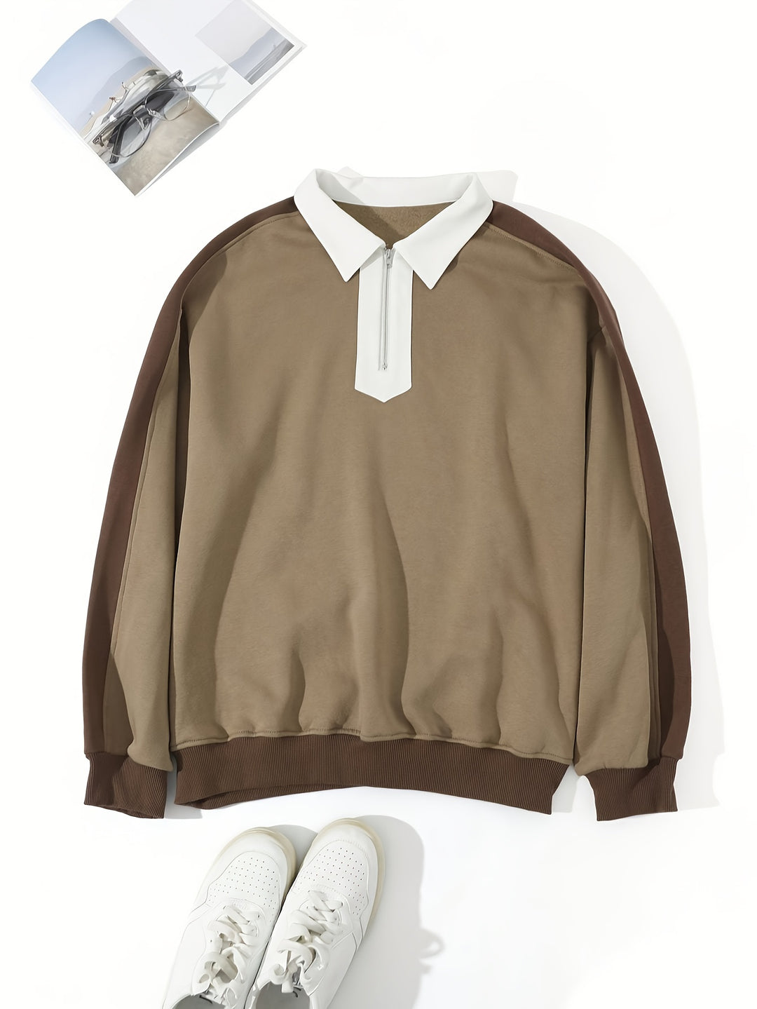 Heren Sweatshirt | Kleurblokken & Ritssluiting | Warm & Comfortabel | Herfst/Winter