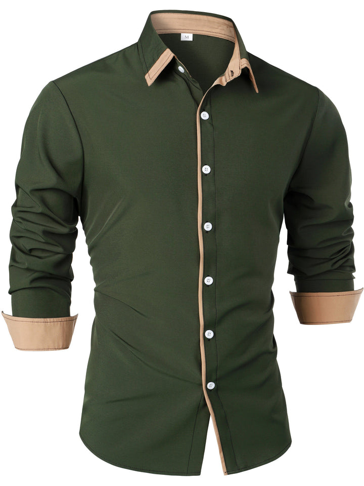 Heren overhemd | Tijdloos & Comfortabel | Contrasterende Knoop | Lange Mouwen | Casual