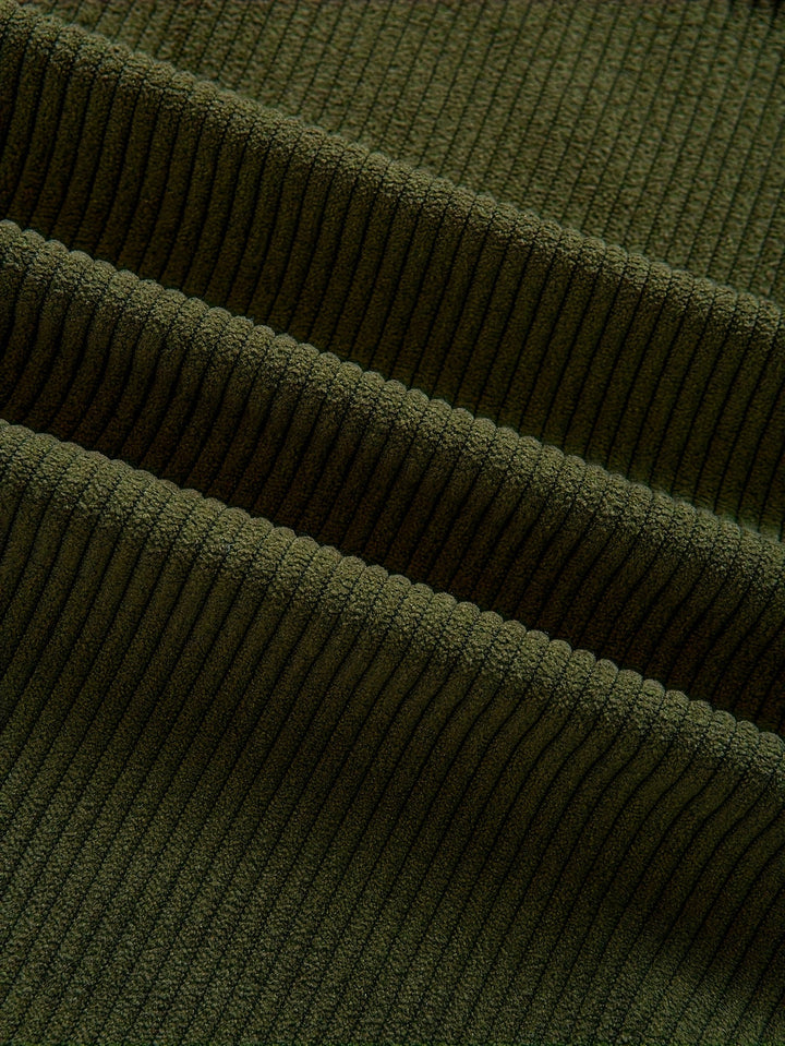 Heren Corduroy Hooded Jacket | Losse Pasvorm & Warm | Knoopsluiting & Trekkoord | Herfst & Winter