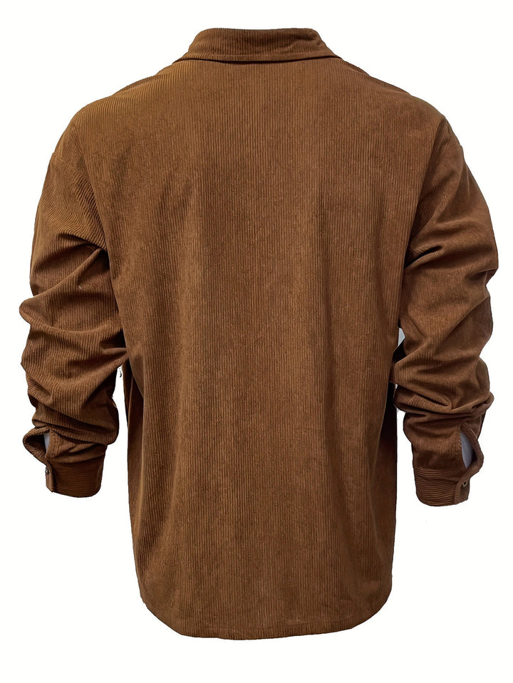 Klassiek en Relaxed Corduroy Overhemd voor Heren met Knoopsluiting en Borstzak | Kees