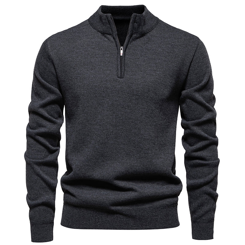 Moderne en stijlvolle Half-Zip Trui voor heren met warme fleece en opstaande kraag | Finn