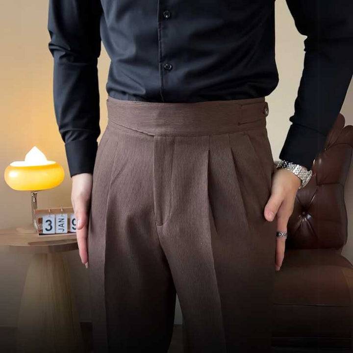 Herenpantalon | Linnenmix & Hoge Taille | Recht model | Zakelijk & Vrijetijdskleding