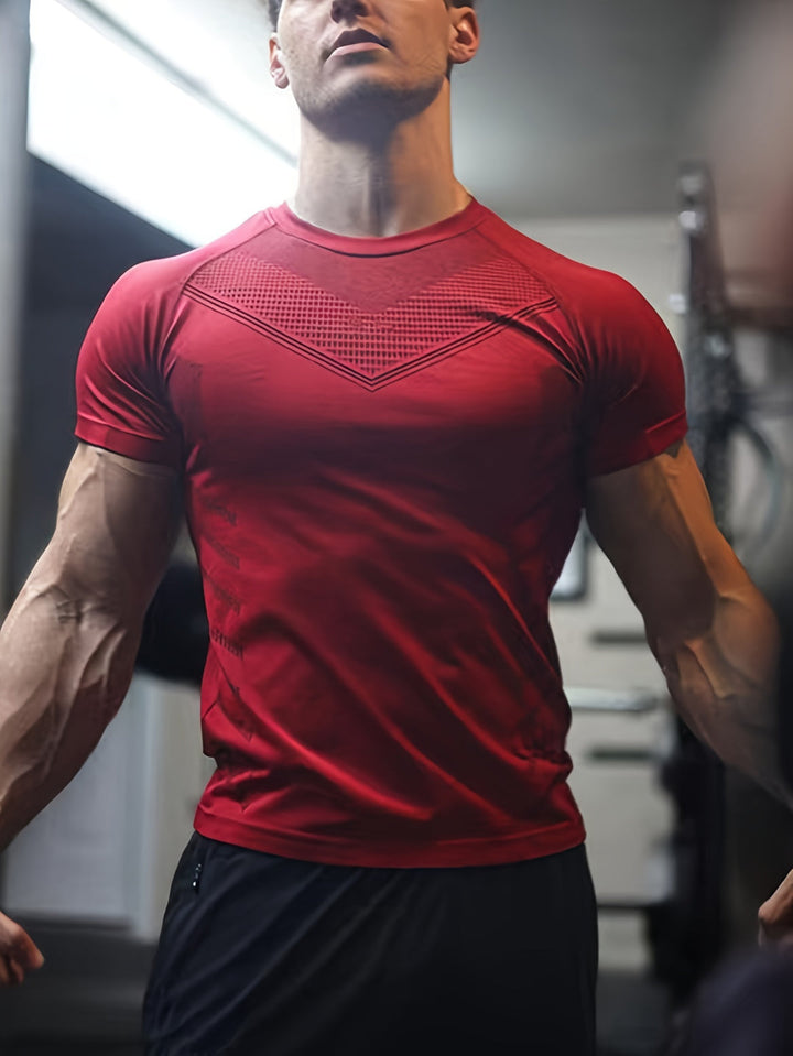 Heren T-shirt | Gestreept Design | Ademend & Rekbaar | Sportshirt Gym & Hardlopen