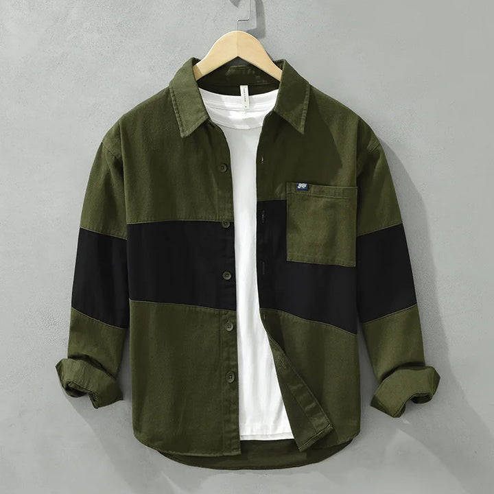 Heren Patch Overhemd | Button Overhemd | Borstzak | Modern