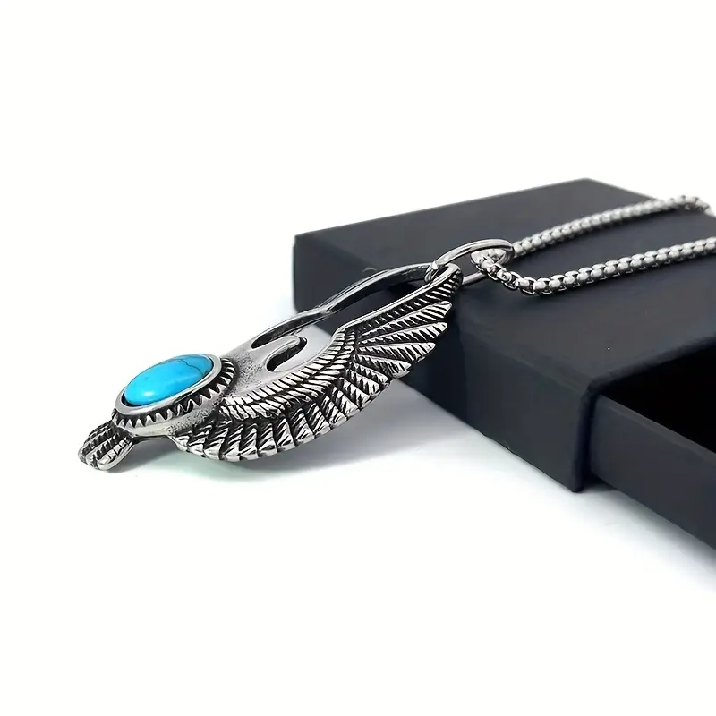 Mannenketting | Adelaar Hanger met Turkoois | Vintage | Synthetische Steen