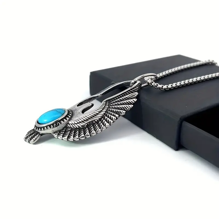 Mannenketting | Adelaar Hanger met Turkoois | Vintage | Synthetische Steen