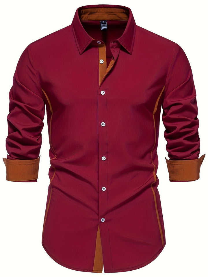 Heren Overhemd | Slim Fit | Contrasterende Details & Lange Mouwen