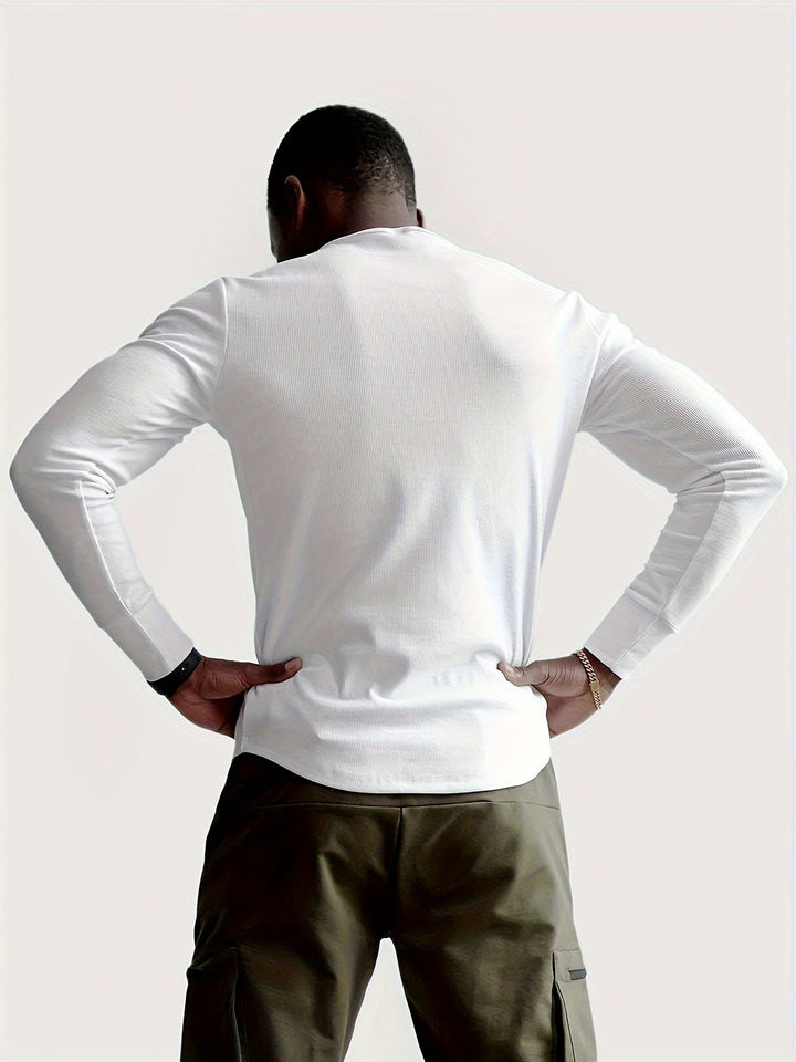 Heren Henley Shirt | Ribbelstof & Stretch | Slim Fit | Sport & Casual
