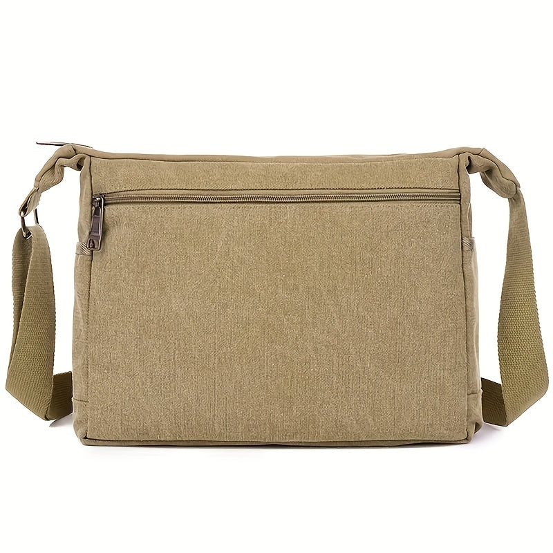 Heren Schoudertas | Vintage Canvas | Verstelbare Band & Meerdere Ritsvakken | Lichtgewicht & Duurzaam