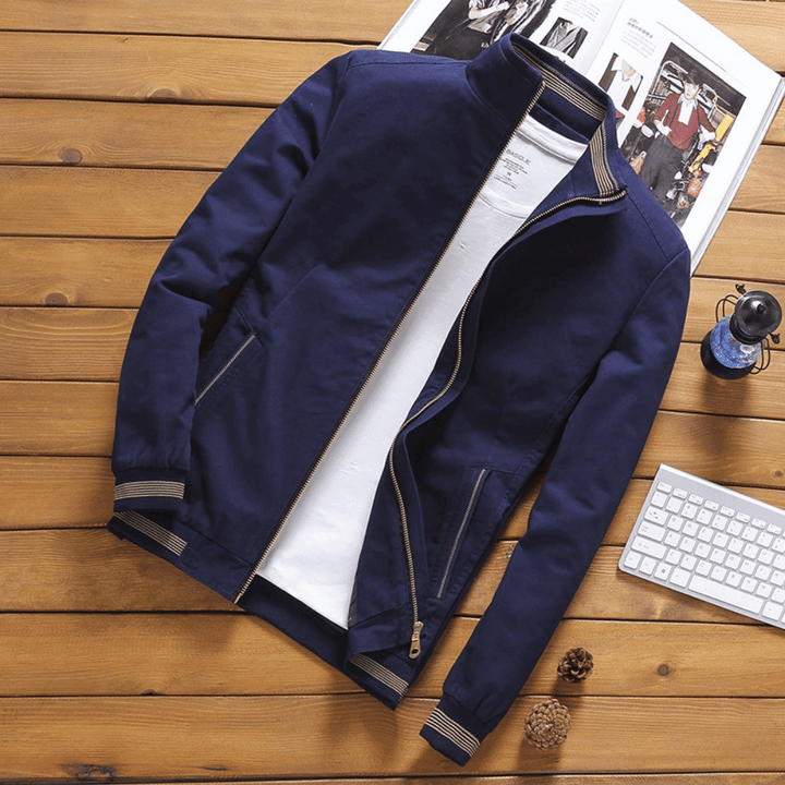 Heren Jas | Slim Fit Katoen | Ritsluiting & Zijzakken | Kort Model