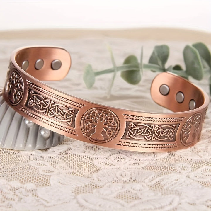 Heren Armband | Levensboomontwerp & magnetisch | Verstelbaar & symbolisch | Brons zinklegering