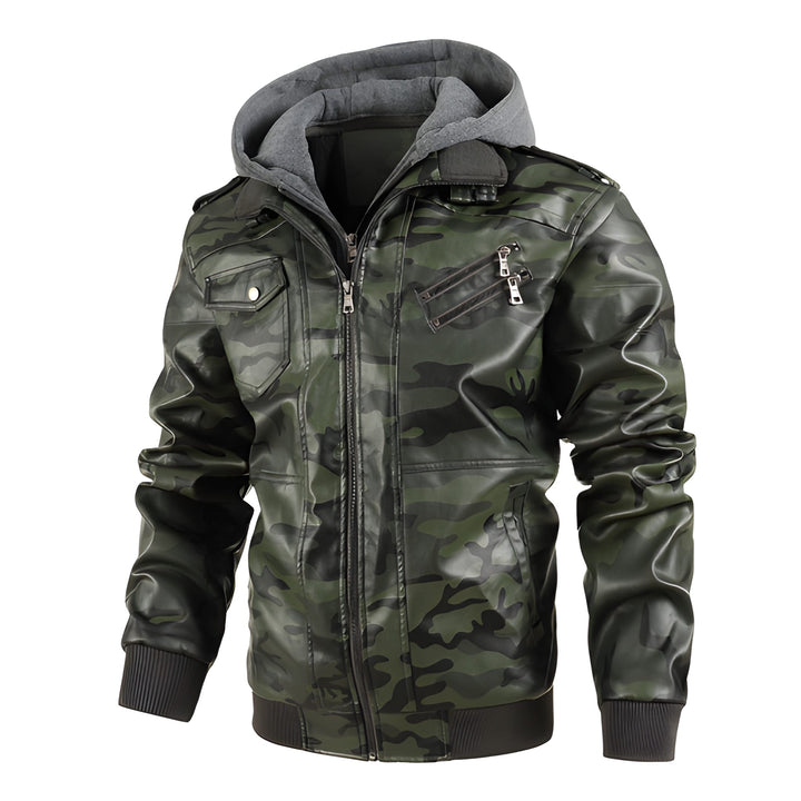 Heren Motorjack | PU Leer & Capuchon | Slim Fit Windbreaker | Fleecevoering voor Winter